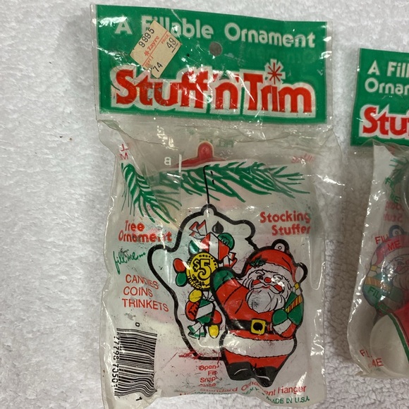 Vintage stuff n’ trim fillable Christmas ornament Santa and mouse in stocking - Picture 4 of 7